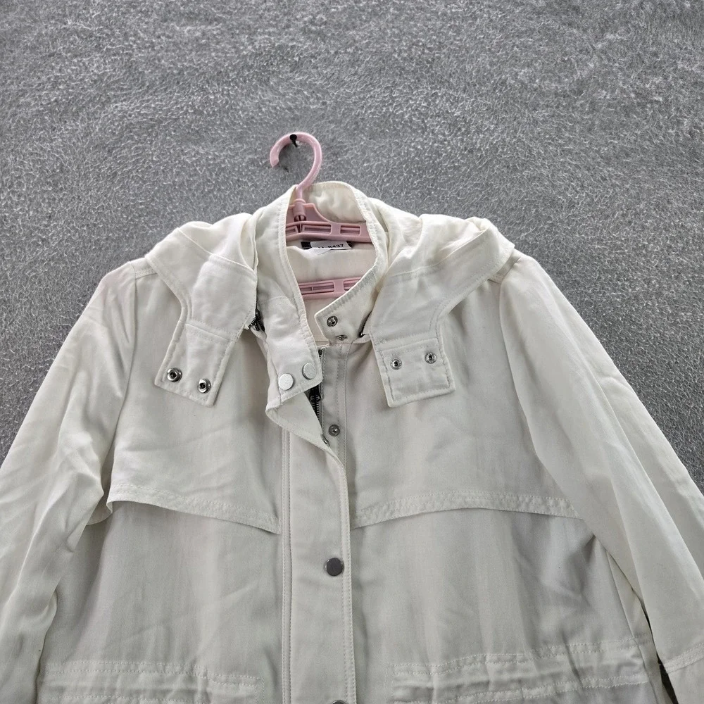 Vince Women Jacket M White Anorak Utility Snap‎ Button Zipper
